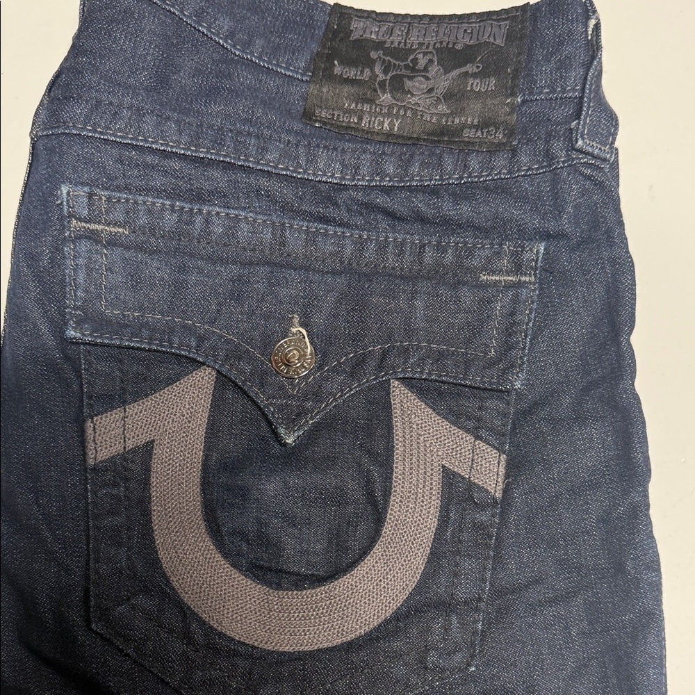 True Religion Men's Dark Blue Relaxed Jeans